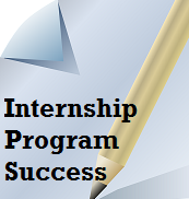 A pencil and paper with the words internship program success.